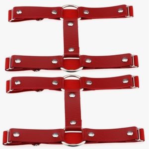 RED faux leather leg harness